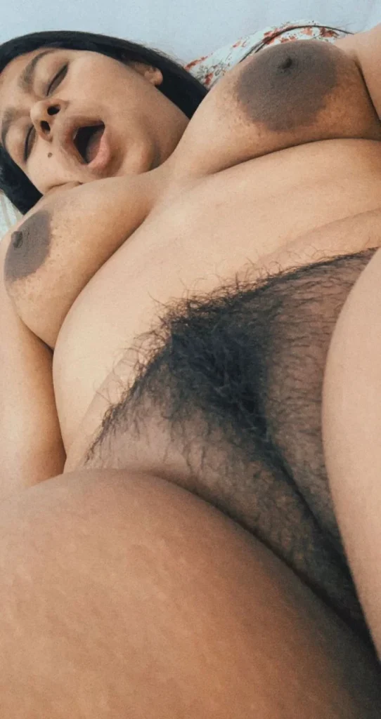 Amazing Dark Brown Nipples And Bushy Pussy
