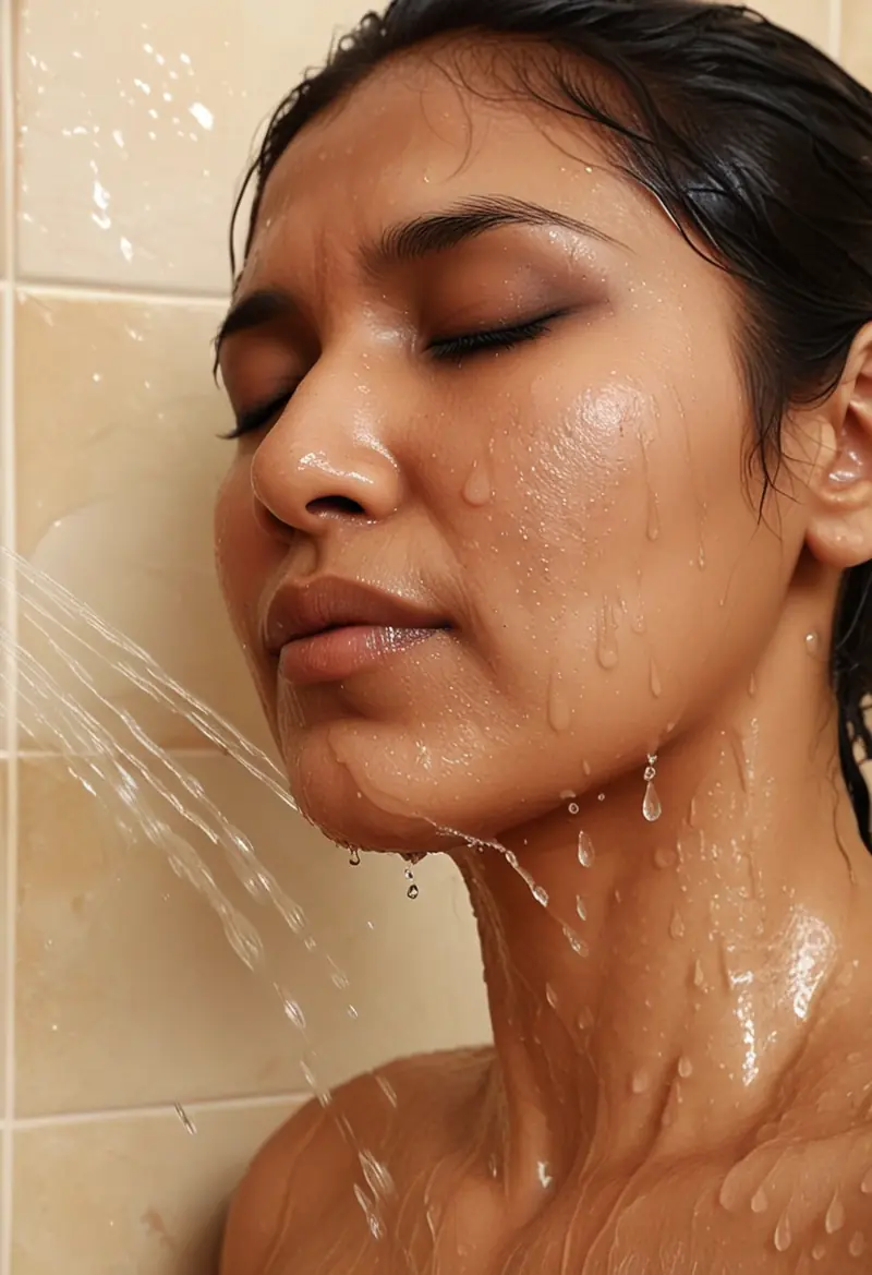 Sunita's soapy wet shower mirror selfies from Chandigarh