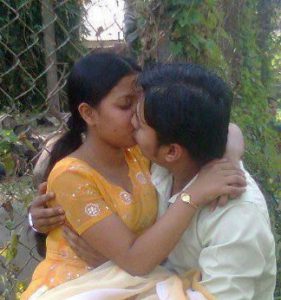Desi Indian Couple kissing outdoors